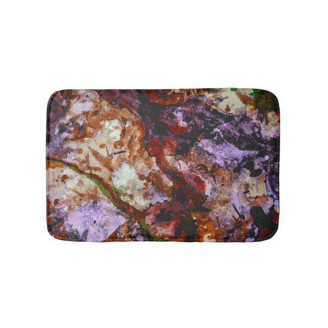 Fire Quartz Crystal Geode Marble Abstract Bath Mat (Front)
