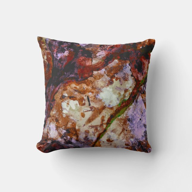 Fire Quartz Crystal Geode Marble Abstract Cushion (Front)