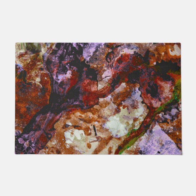 Fire Quartz Crystal Geode Marble Abstract Doormat (Front)