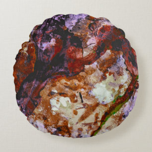 Fire Quartz Crystal Geode Marble Abstract Round Cushion
