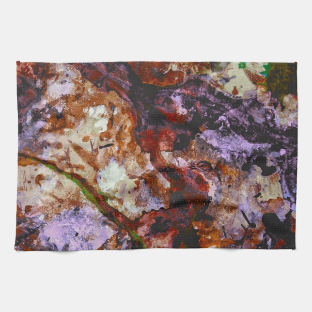 Fire Quartz Crystal Geode Marble Abstract Tea Towel (Horizontal)