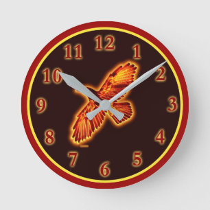 Fire Raven Round Clock