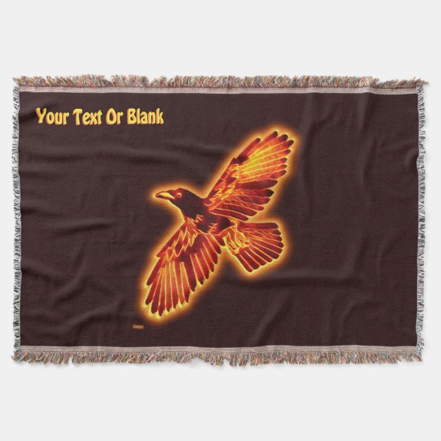 Fire Raven Throw Blanket (Front)