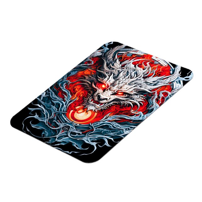 Fire Red Flame Mythical Dragon Head Magnet (Left Side)