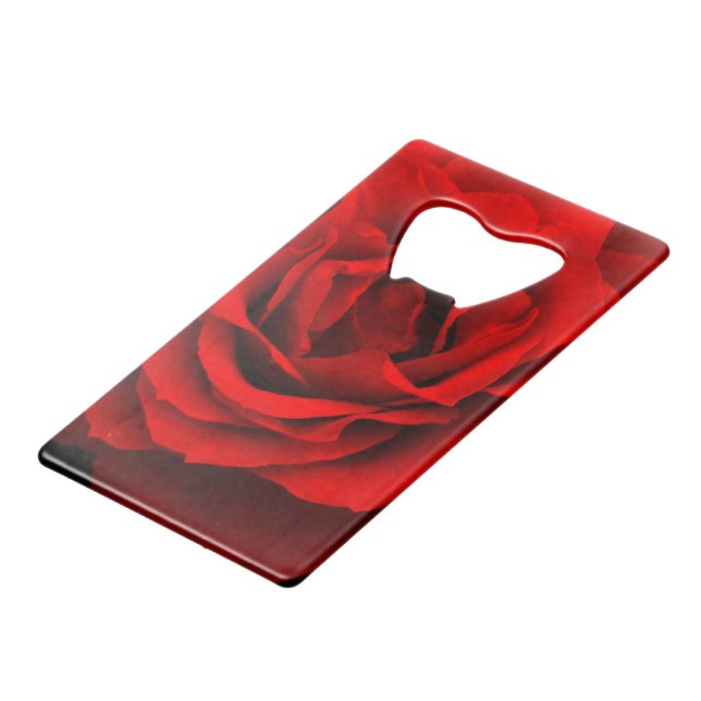 Fire Red Rose-Credit Card Bottle Opener (Front Angled)