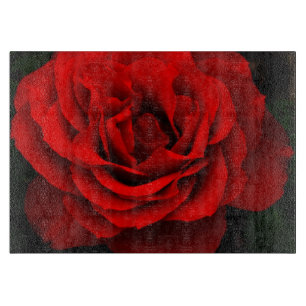 Fire Red Rose Glass Cutting Board