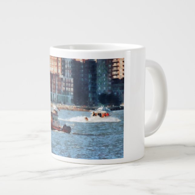 Fire Rescue Boat Hudson River Large Coffee Mug (Front Right)