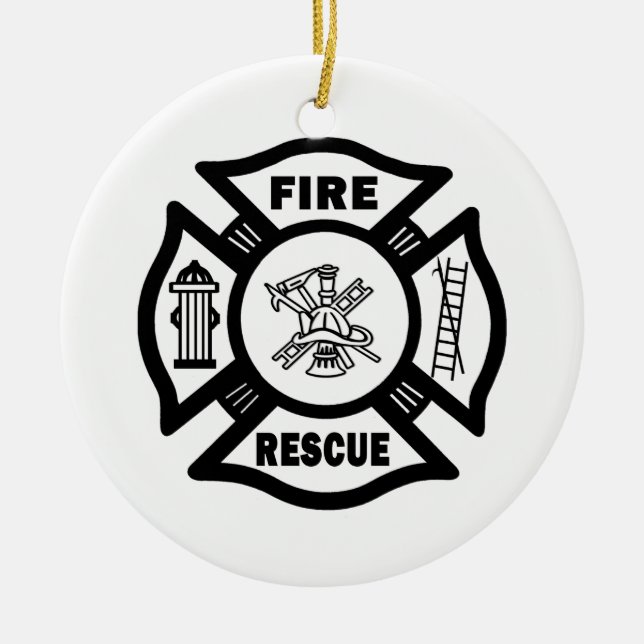 Fire Rescue Ceramic Tree Decoration (Front)