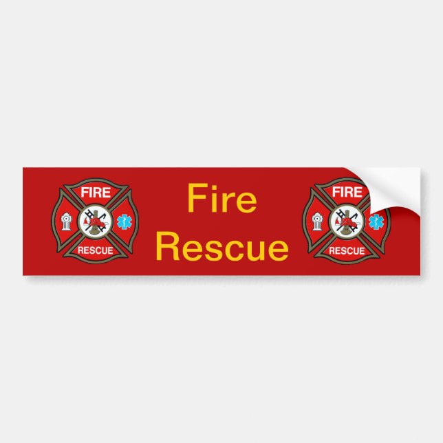 Fire Rescue Cross Custom Bumper Sticker (Front)