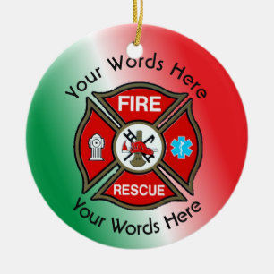 Fire Rescue Cross Custom Ceramic Tree Decoration