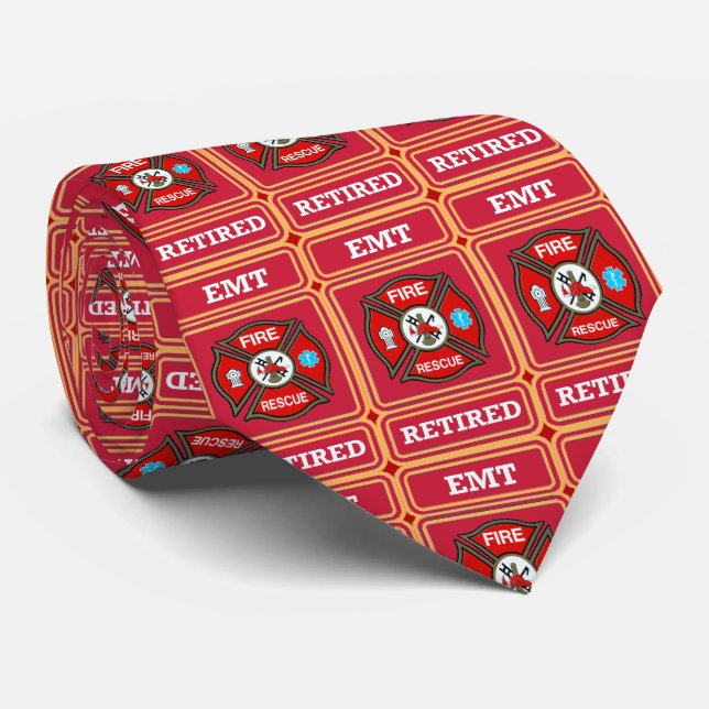 Fire Rescue Cross Retired Shield Tie (Rolled)