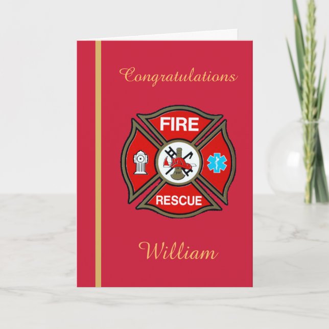 Fire Rescue EMT Custom Birthday Card (Front)