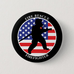 Fire Rescue Firefighter 6 Cm Round Badge