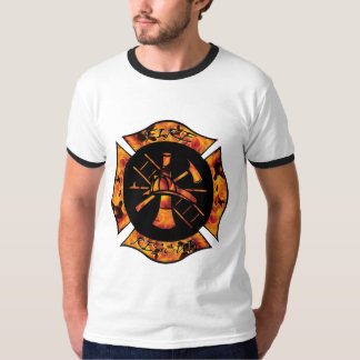 Fire Rescue Flaming Maltese Cross T-Shirt