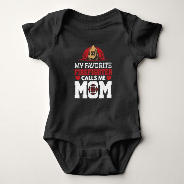 Fire Rescue My Favourite Firefighter Calls Me Mum Baby Bodysuit (Front)