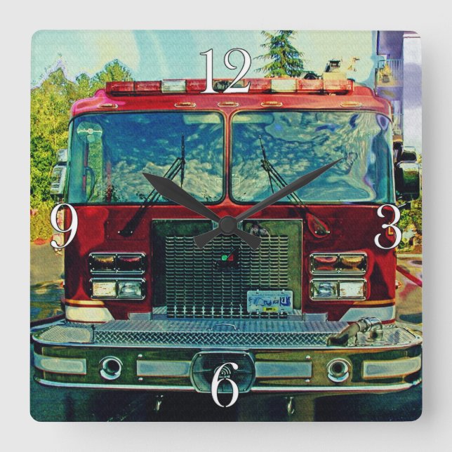 Fire & Rescue Truck Firefighters Wall Clock (Front)