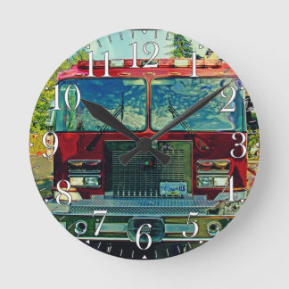 Fire & Rescue Truck Firefighters Wall Clock
