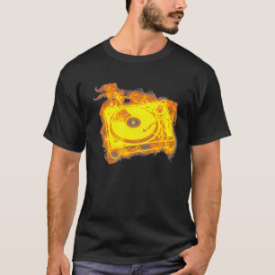 Fire Retro DJ Turntable Flames Music Player DJ  T-Shirt