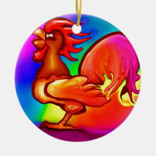 Fire Rooster Ceramic Tree Decoration