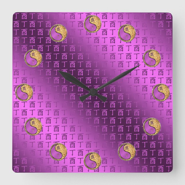Fire Rooster Square Wall Clock (Front)