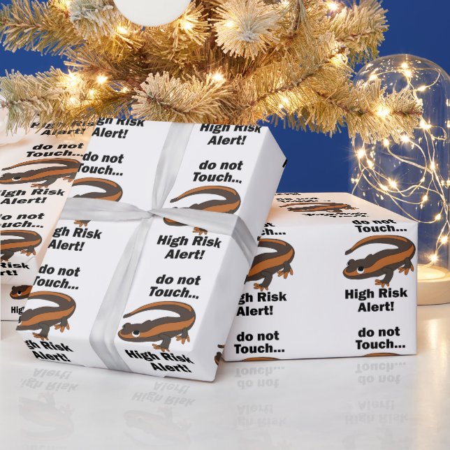 Fire Salamander Do Not Touch High Risk Alert Funny Wrapping Paper (Holidays)
