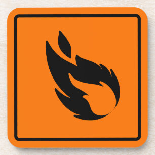 Fire Sign Hard Plastic Coaster