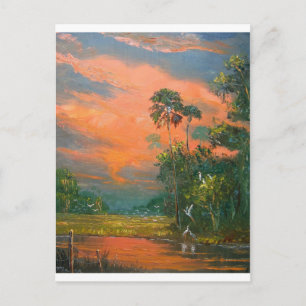 Fire Sky over the Pond Postcard