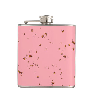 Fire Sparks Overlay Your Photo Blush Pink Hip Flask