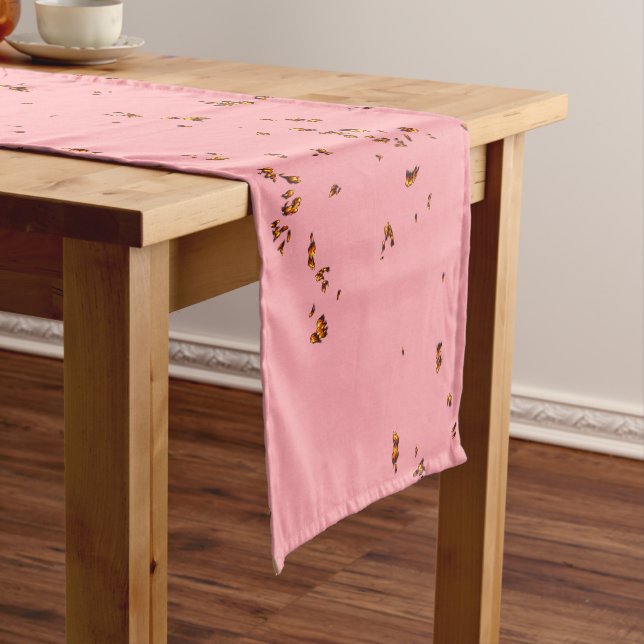 Fire Sparks Overlay Your Photo Blush Pink Short Table Runner (In Situ)