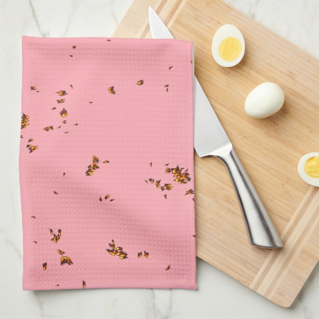 Fire Sparks Overlay Your Photo Blush Pink Tea Towel (Quarter Fold)