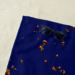 Fire Sparks Overlay Your Photo Bonfire Ashes Blue Beach Towel