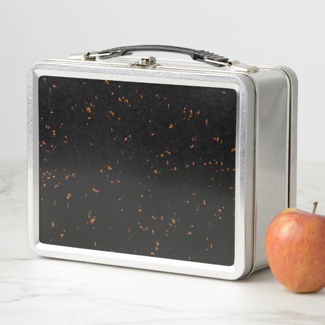 Fire Sparks Overlay Your Photo Burning Ashes Black Metal Lunch Box (In Situ)