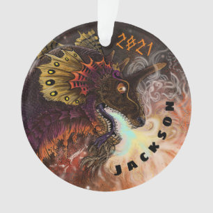 Fire Spitter Dragon Custom Name Ornament