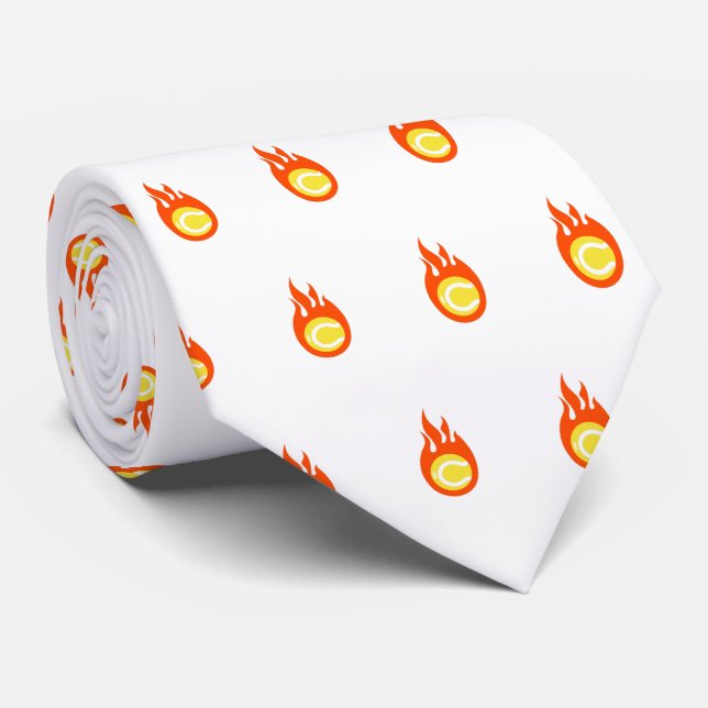 Fire Tennis Balls Modern Cool Funky Dad Father Tie (Rolled)