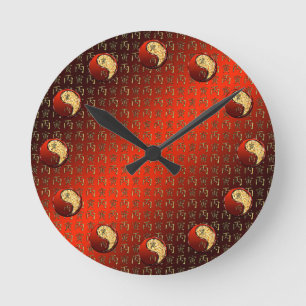 Fire Tiger Round Clock
