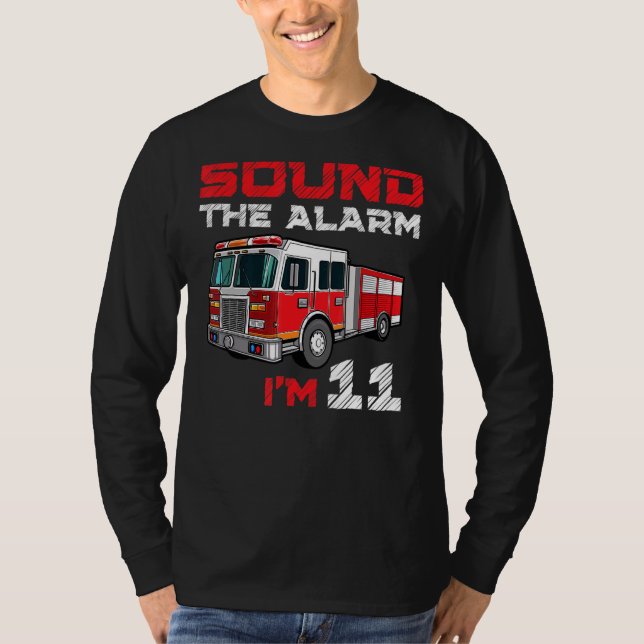 Fire Truck 11th Birthday Boy Future Firefighter 11 T-Shirt (Front)