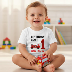 Fire Truck 1st Birthday Party Baby T-Shirt