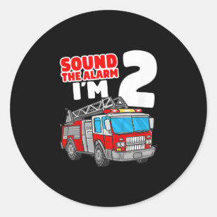 Fire Truck 2 Year Old Firefighter 2nd Birthday Classic Round Sticker