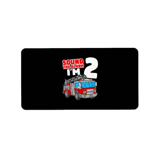 Fire Truck 2 Year Old Firefighter 2nd Birthday Label (Front)