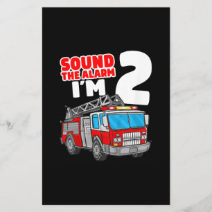 Fire Truck 2 Year Old Firefighter 2nd Birthday Stationery