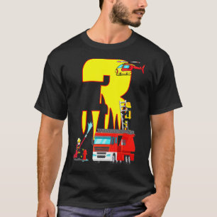 Fire Truck 3 Year Old Firefighter 3rd Birthday Boy T-Shirt