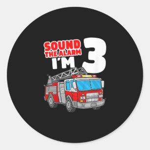 Fire Truck 3 Year Old Firefighter 3rd Birthday Classic Round Sticker