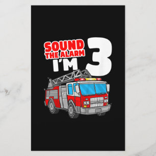 Fire Truck 3 Year Old Firefighter 3rd Birthday Stationery