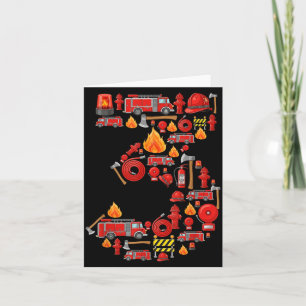 Fire Truck 3rd Birthday Boy Firefighter 3 Year Old Card