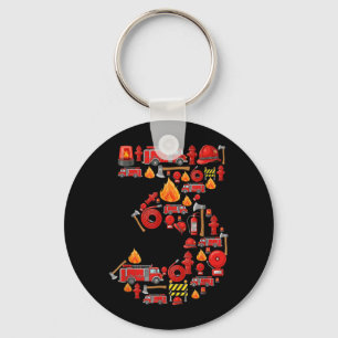 Fire Truck 3rd Birthday Boy Firefighter 3 Year Old Key Ring