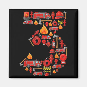 Fire Truck 3rd Birthday Boy Firefighter 3 Year Old Magnet