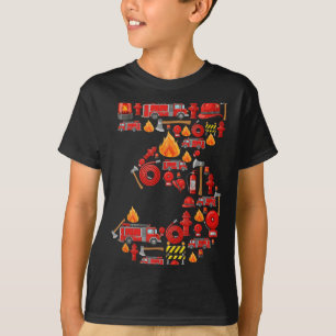 Fire Truck 3rd Birthday Boy Firefighter 3 Year Old T-Shirt