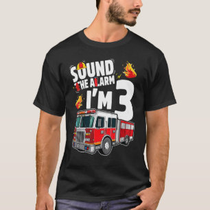 Fire Truck 3rd Birthday Boy Firefighter 3 Year Old T-Shirt