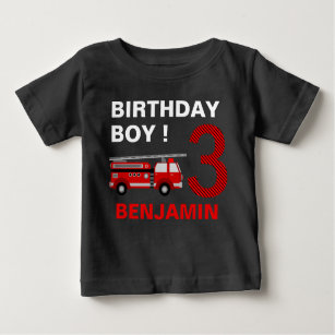 Fire Truck 3rd Birthday Party Baby T-Shirt