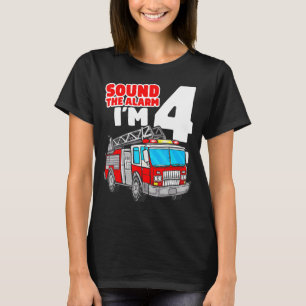 Fire Truck 4 Year Old Firefighter Four 4th Birthda T-Shirt